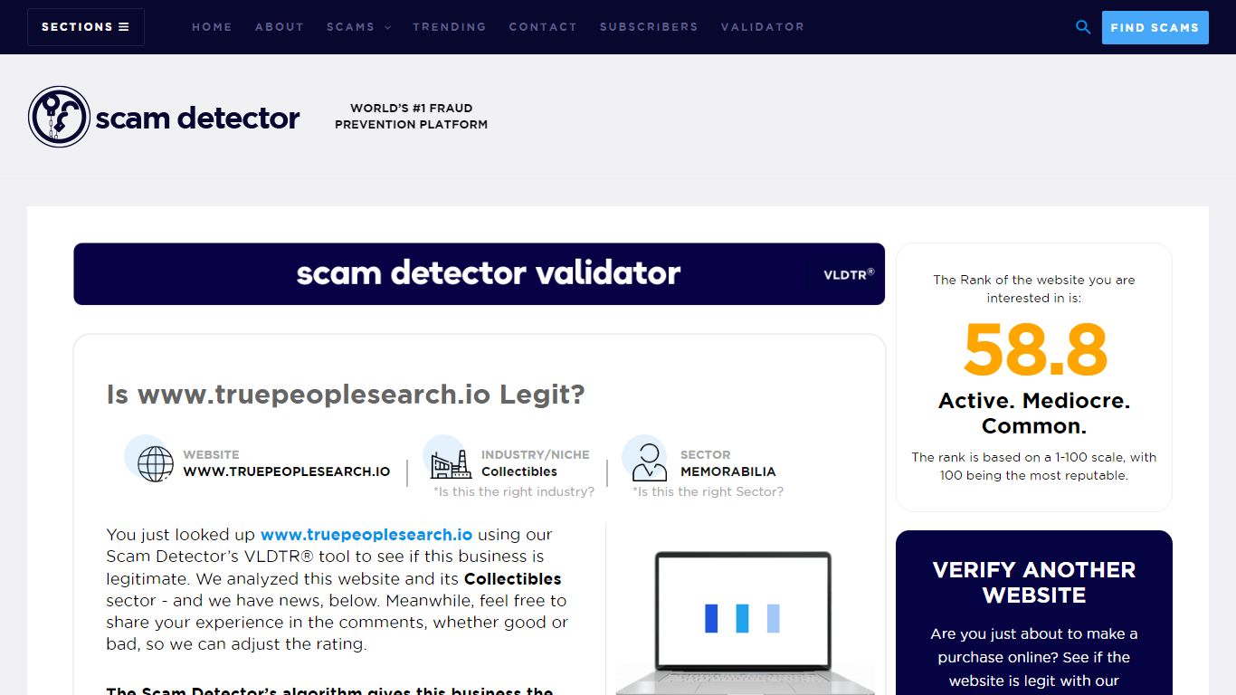 truepeoplesearch.io Review - Scam Detector